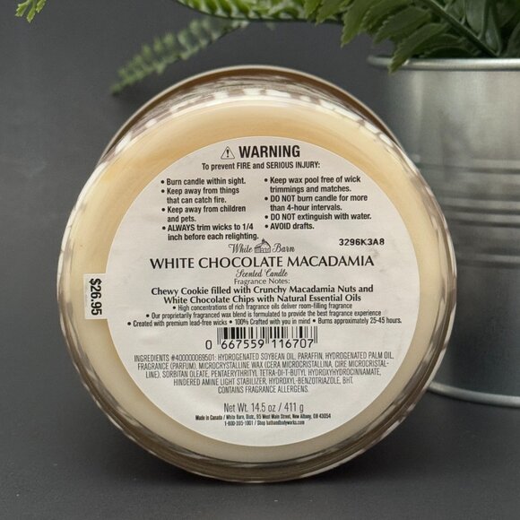 BBW White Chocolate Macadamia White Barn Bath & Body Works 3 Wick Candle - Picture 9 of 10